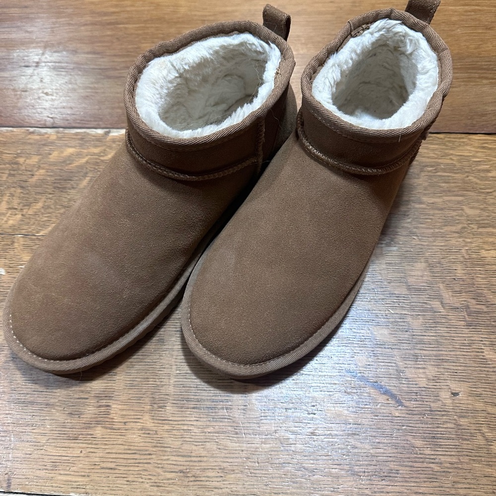 Cozy Faux-Suede Brown Ankle Booties with Plush Lining sz‎ 10 women’s
